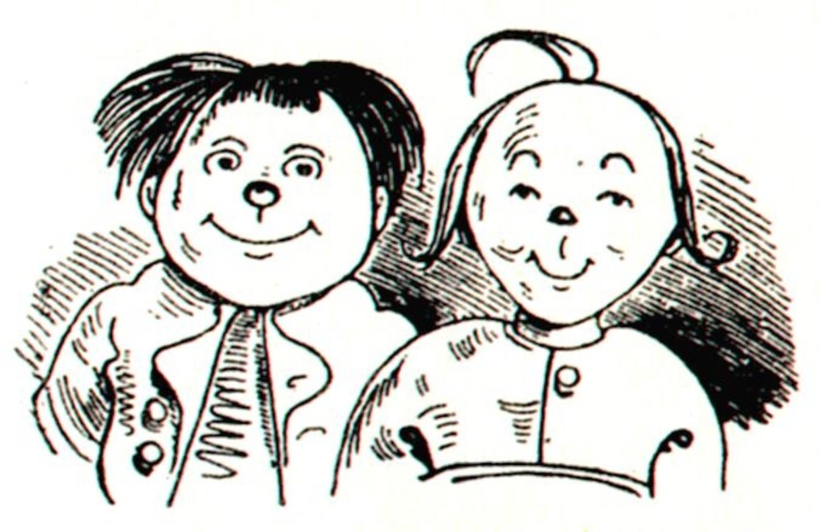 Zu sehen ist eine Zeichnung von Wilhelm Busch von seinen berühmten Figuren „Max und Moritz“.