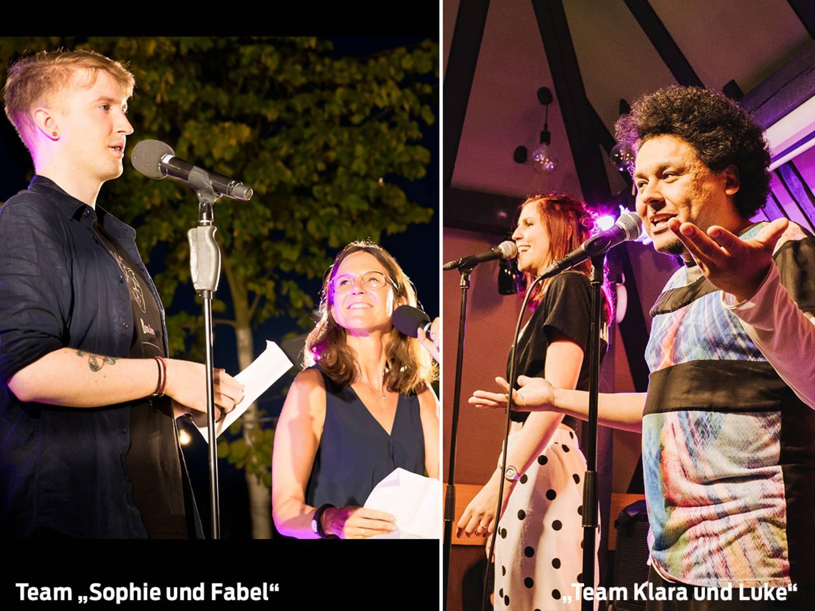Slam-Teams "Sophie und Fabel" und "Team Klara und Luke"