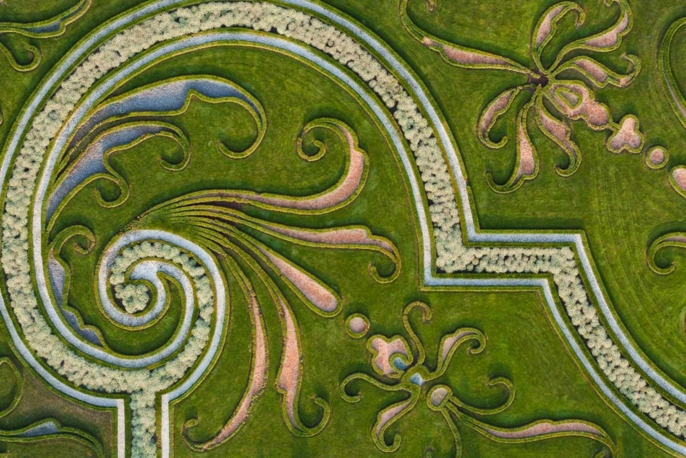 Aus der Luft gesehen: Ein Ornament im Parterre des Großen Garten