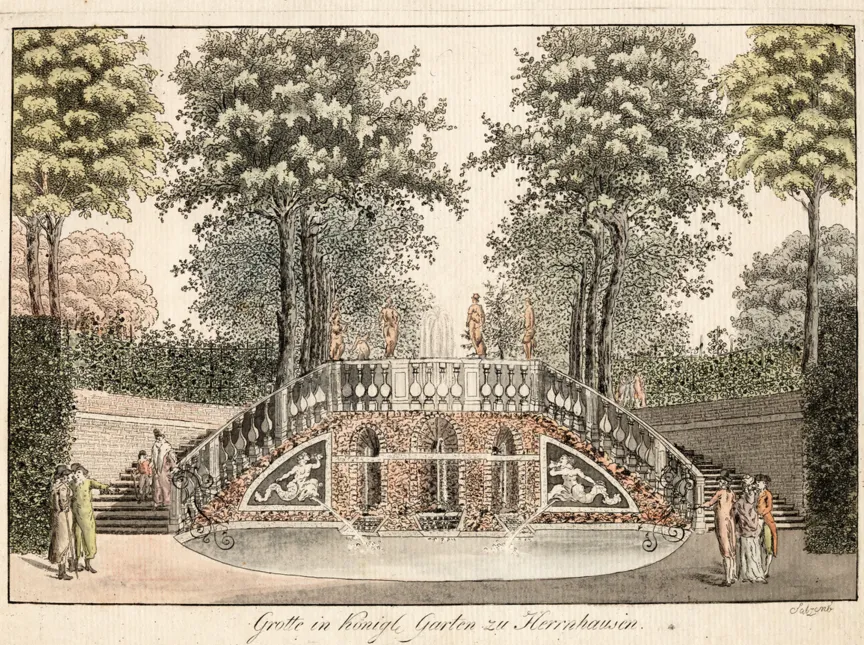 Kolorierter Stich Kleine Kaskade um 1800